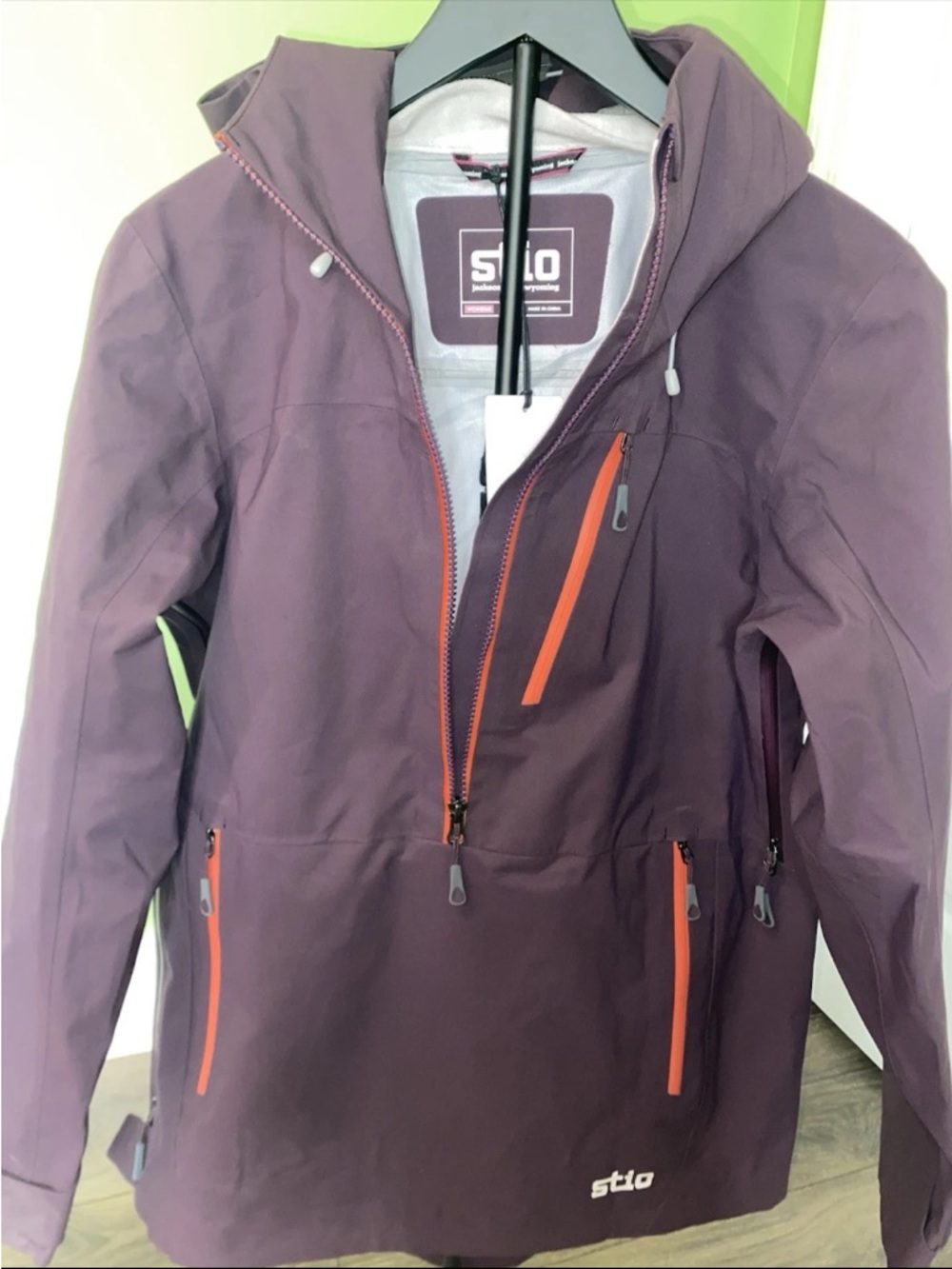 Stio Plum Hooded Anorak with Coral Zip Accents - Picture 2 of 4